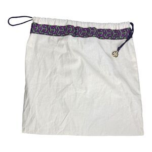 Tory Burch Drawstring Small Dust Bag 13.5"x13" Cream Purple Logo Authentic